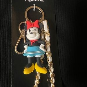 Disney Minnie Mouse Keychain with Gold and Yellow Accents